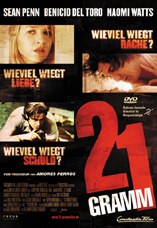 DVD-Cover: 21 Gramm, mit Benicio Del Toro, Sean Penn, Naomi Watts, Melissa Leo, Charlotte Gainsbourg, Nick Nichols, ...